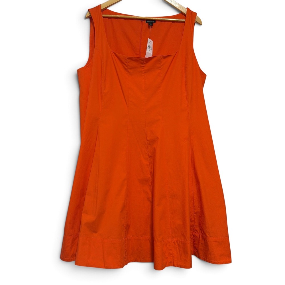 Ann Taylor Orange Square Neck Fit and Flare Sleeveless Dress NWT Size 18
